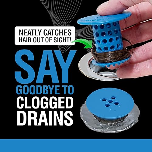 Miniatura 2 de TubShroom Colador Captador de Cabello para Desagüe de Bañera, Azul – Protector de Desagüe y Captador de Cabello para Desagües de Baño, Se Adapta a