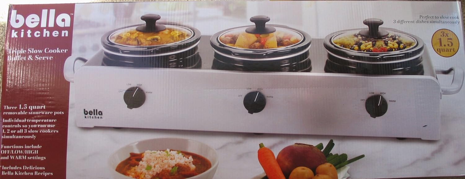 Bella Triple Slow Cooker Buffett & Serve Home & Kitchen