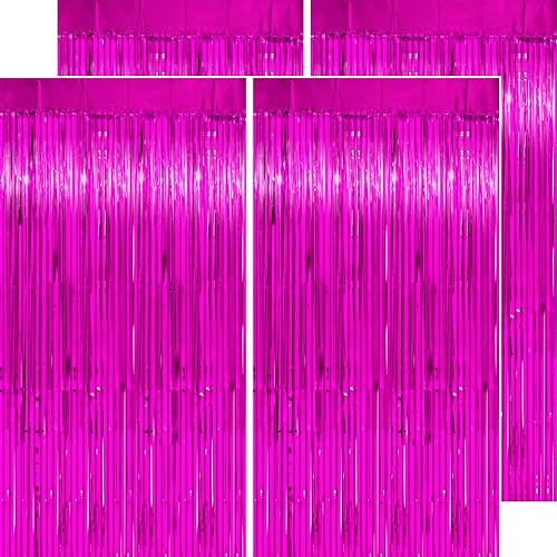 Miniatura 23 de Paquete de 4 serpentinas gruesas de arco iris, 3.2 x 8.2 pies, cortinas de fondo de oropel con decroraciones de cumpleaños arcoíris, telón de fondo