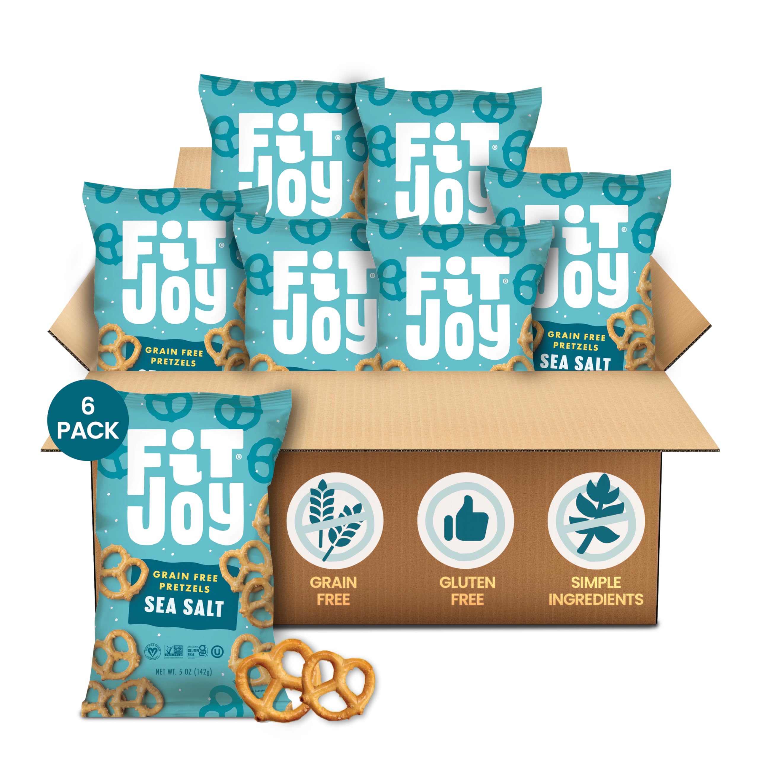 Amazon.com: FitJoy Sea Salt Pretzels (Pack of 6, 5 Oz) - Dairy