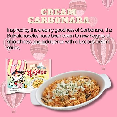 Miniatura 8 de Buldak Ramen Fideos de 5 sabores surtidos - Original, 2 x picantes, queso, carbonara, jajang - Total 5 unidades (1 paquete cada uno) - Fideos ramen