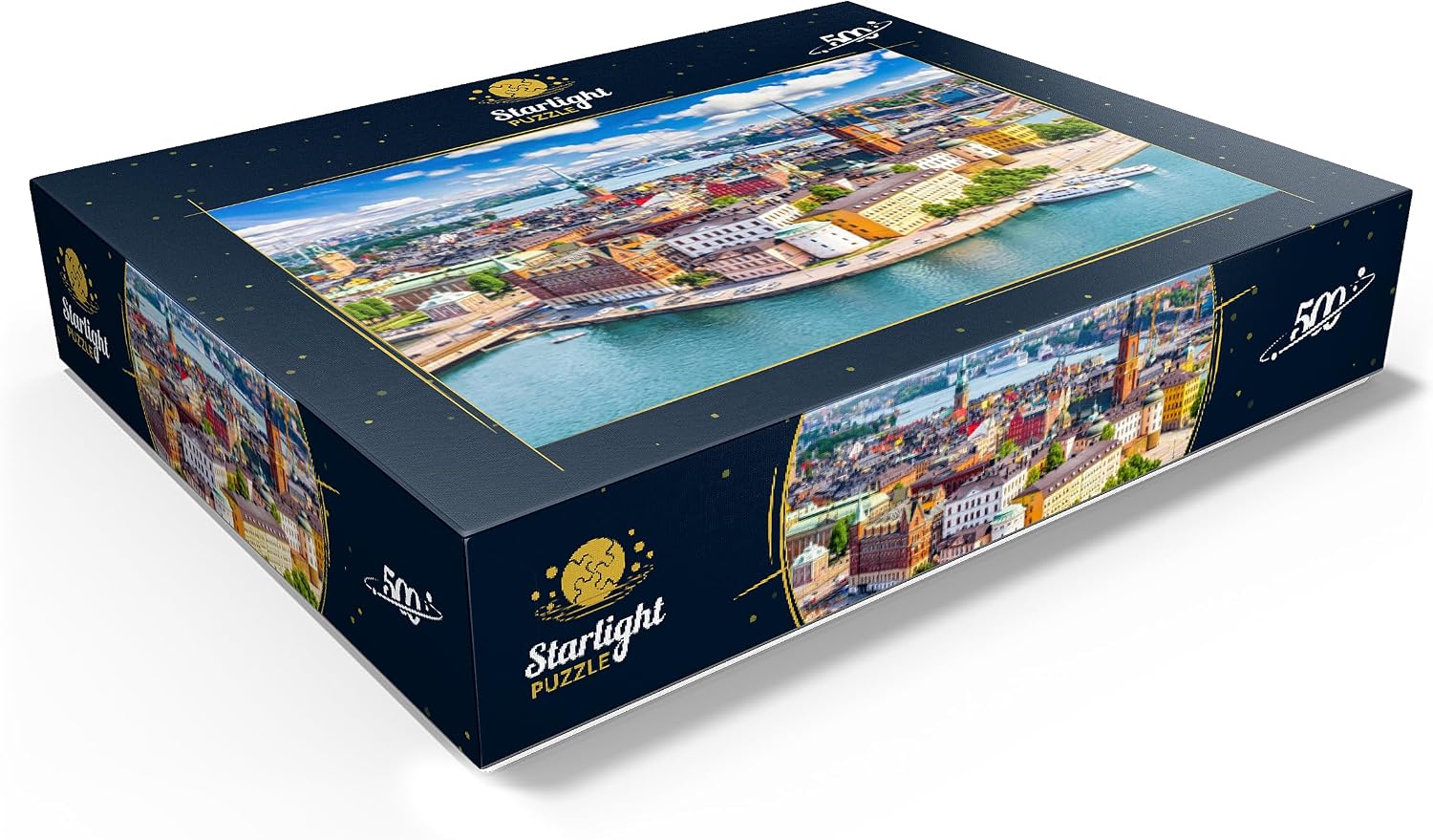MyPuzzle Stockholm Old Town (Gamla Stan) Cityscape from City Hall Square, Sweden - Premium 500 Piece Jigsaw Puzzle for Adults
