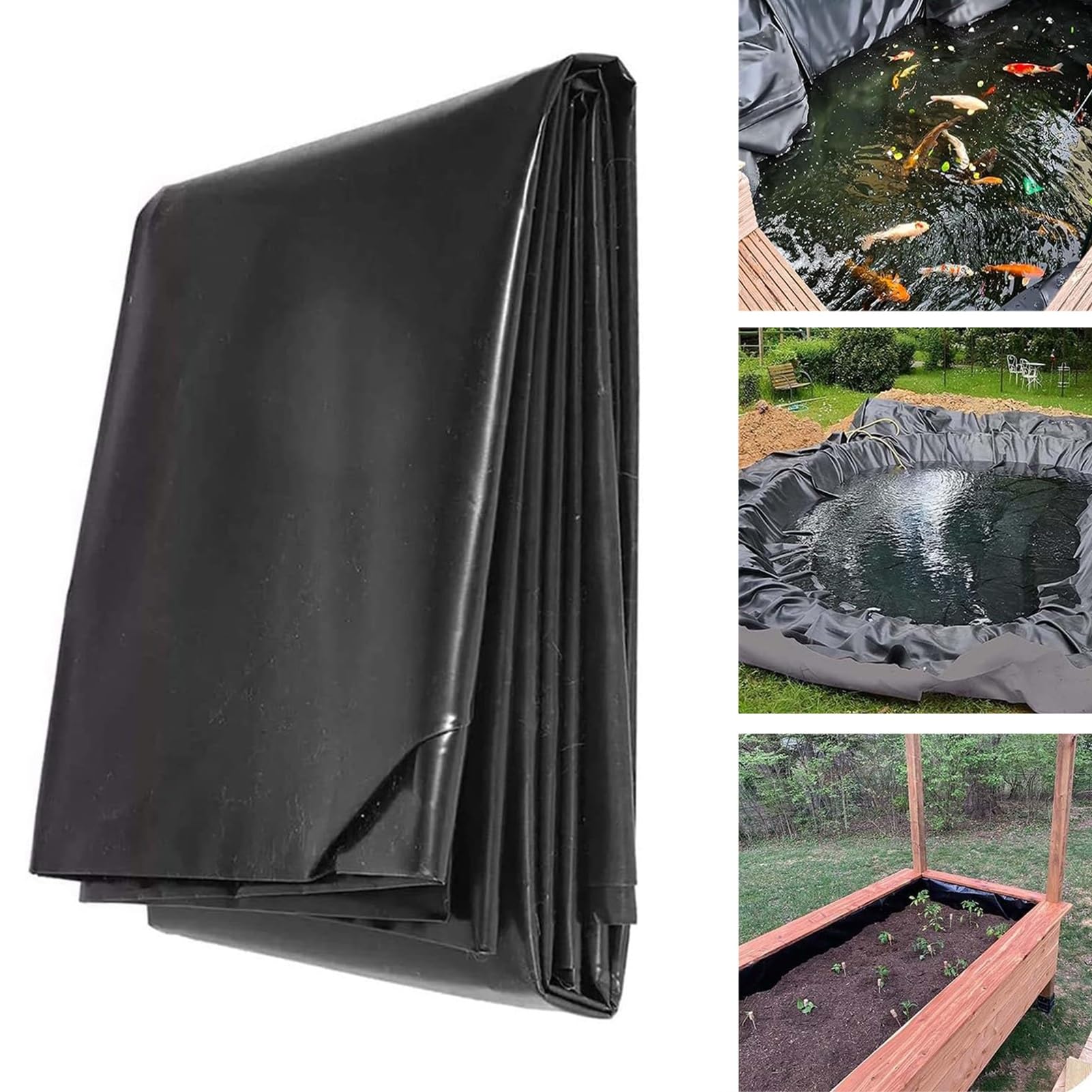 Telo per stagno esterno in HDPE da 0,12 mm, pieghevole, flessibile, per stagni di pesci, fontane e cascate, 1 x 6 m, 2 x 4 m, 4 x 6 m, 5 x 5 m, 6 x 10 m