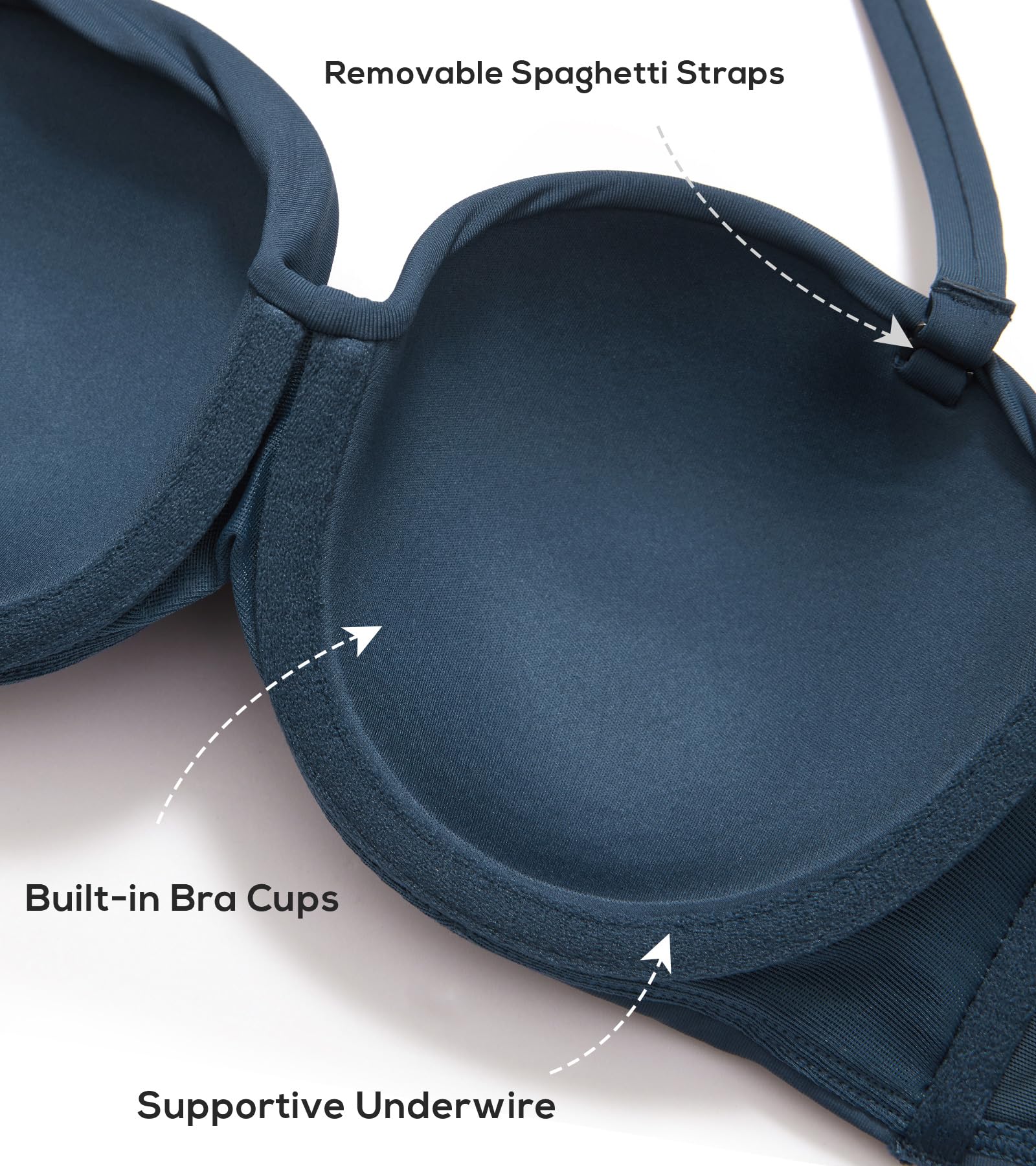 DOBREVA Parte Superior de Bikini Mujer Aros Pecho Relleno Halter sin Tirantes Sexy Sujetador