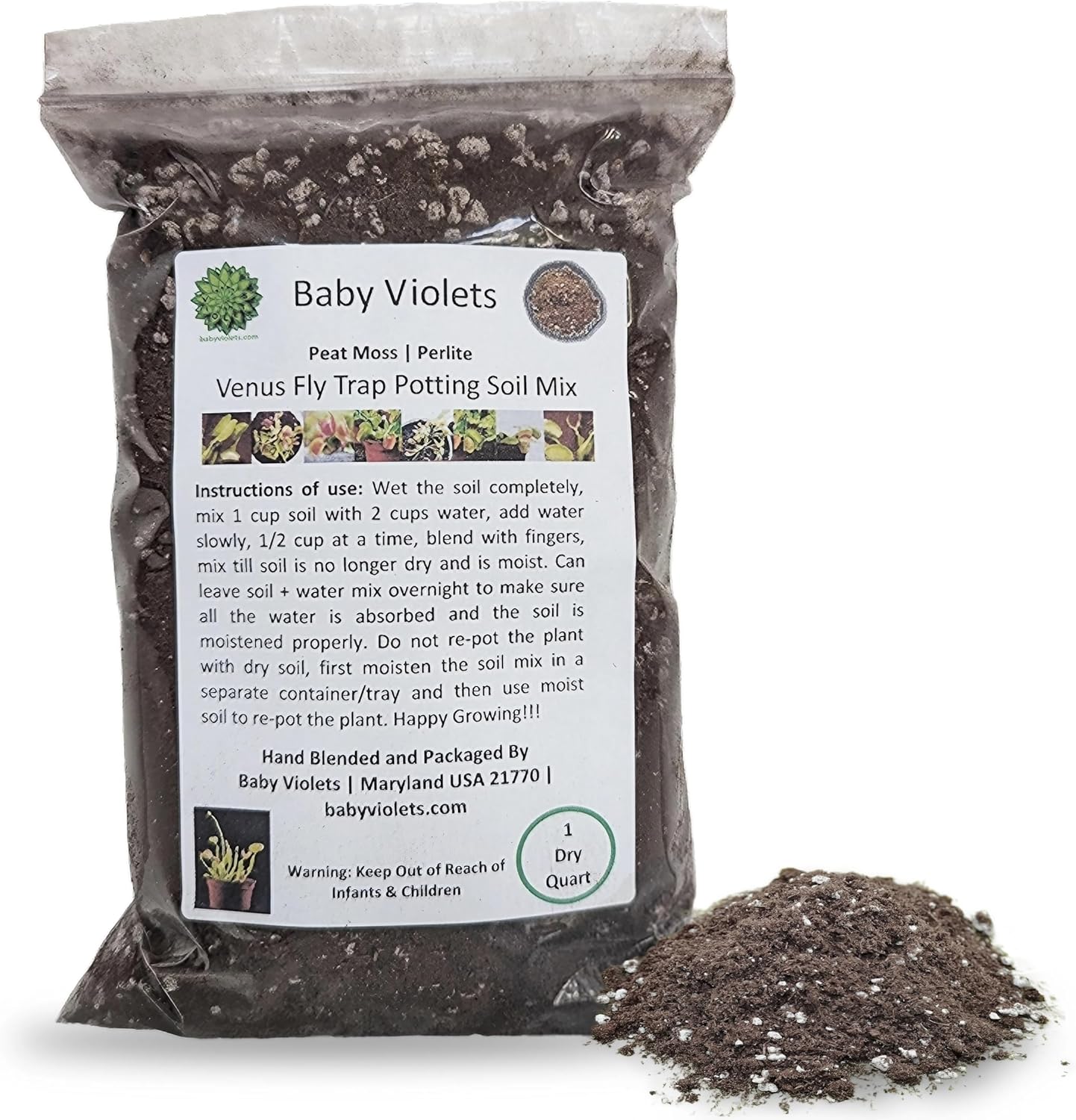 Venus Fly Trap, Pitcher, Butterworts, Bladderworts Drosera Carnivorous Plant Potting Soil Mix Peat Moss & Perlite (½ Gallon / 2 quarts). (Pack of 2)