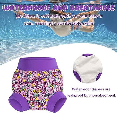 Miniatura 4 de BIG ELEPHANT Pañales de natación para bebé, paquete de 36 Pañales reutilizables impermeables, trajes de baño suaves y transpirables para niños y
