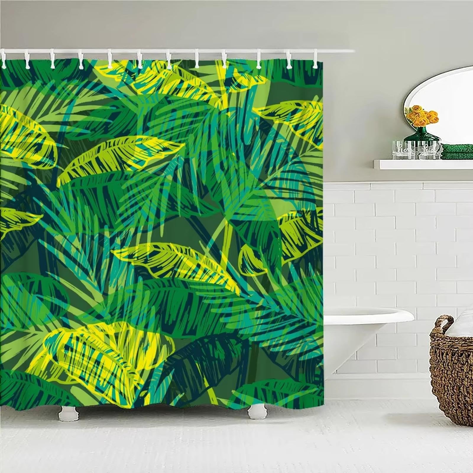 Rideau de douche de qualité supérieure en tissu à motif palmiers tropicaux de luxe