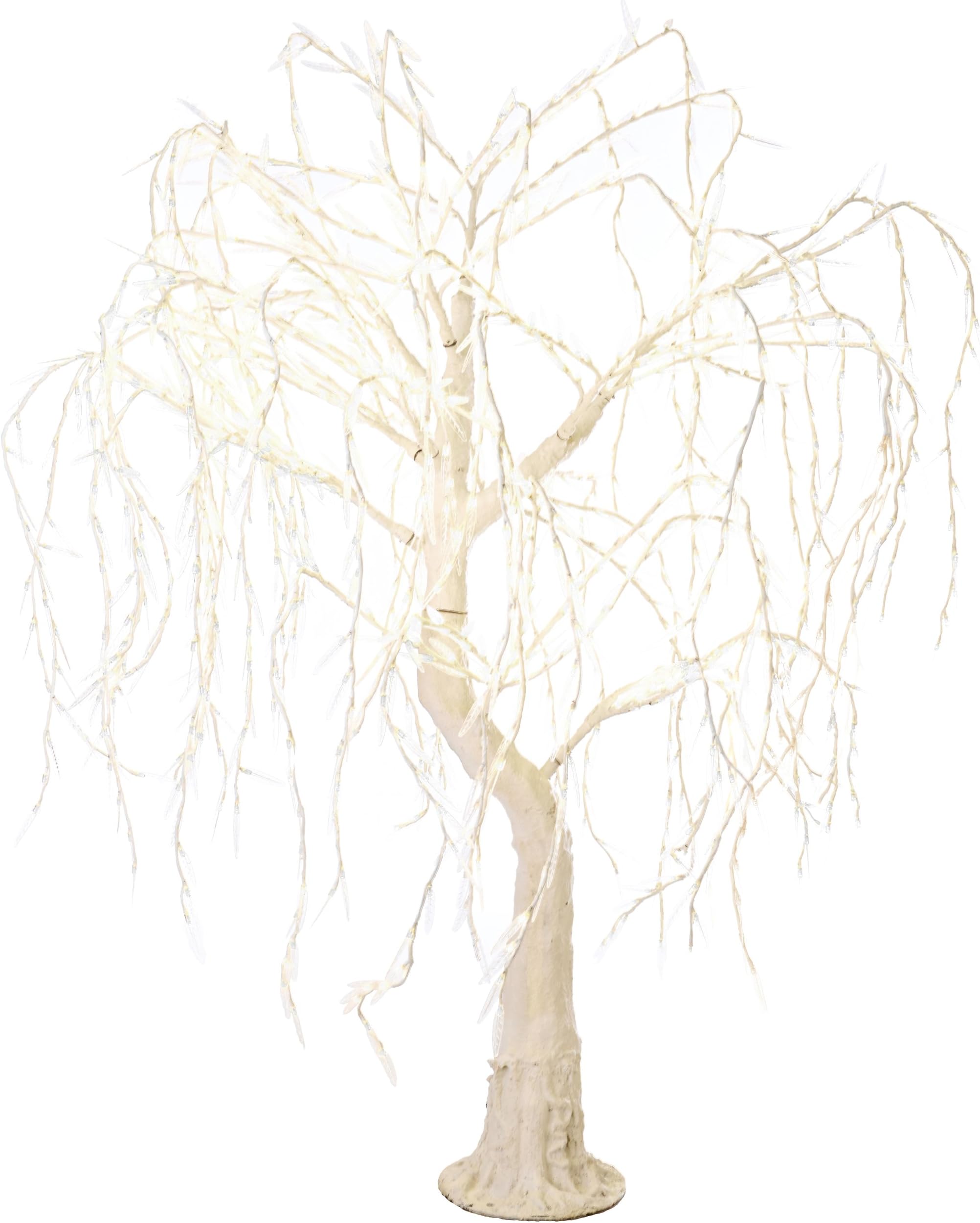 Arclite NBL-TW-190-3 Meadow Weeping Willow Tree, 7' Height, with White Trunk, Clear Crystals and Warm White Lights