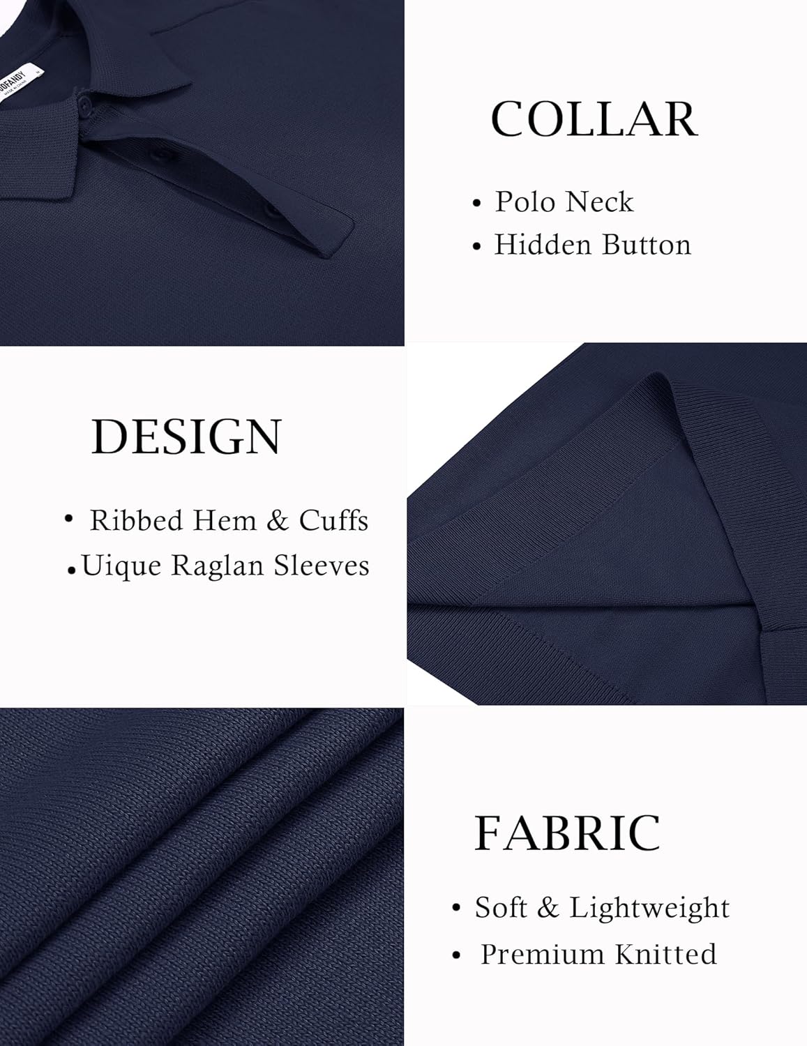 COOFANDY Mens Knit Polo Sweater Long Sleeve Polo Collared Sweaters Hidden Button Casual Pullover Sweater - Image 6