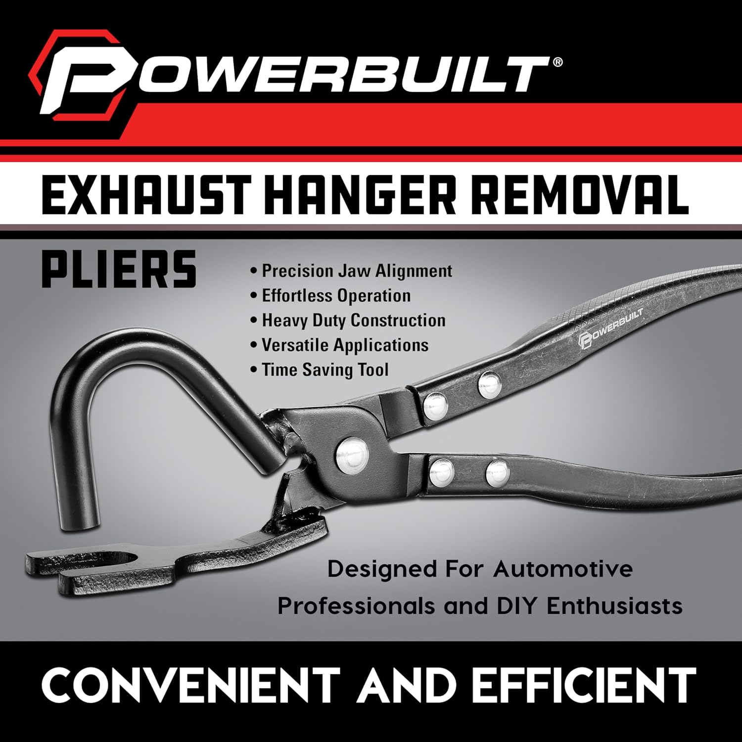 Powerbuilt Exhaust Hanger Removal Pliers, Install or Remove Hand Tool, Precision-Aligned Jaws - Red 643052ECE