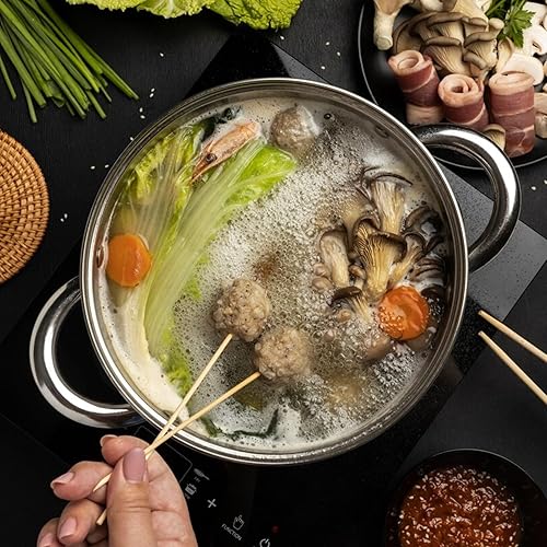 Miniatura 8 de Alvinlite Olla de vapor de acero inoxidable, vaporizador de alimentos de 11 pulgadas (11.0 in) con bandeja, tapa y asa para la mayoría de las