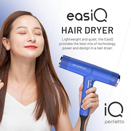 Miniatura 2 de GA.MA EasiQ Perfetto - Secador de pelo profesional con generador iónico y tecnología Oxy Active, ligero y de bajo ruido, 1300 W, color azul