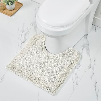 Better Trends Toilet Rug U Shaped Washable, 100% Cotton 20" x 20" Ultra Soft Absorbent Contour Bath Mat, Reversible Bathroom Rug