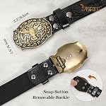 Western Leather Buckle Belt for Men Women Cowboy Cowgirl Longhorn Bull Pattern Floral Engraved Buckle Belt Gifts JASGOOD