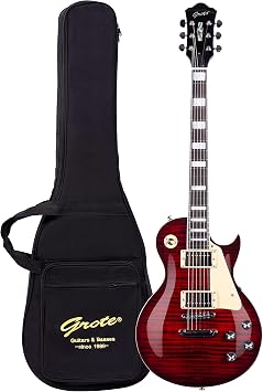Grote Electric Guitar Solid Body LPYS-006 Maple Neck, Stainless Steel Frets, Ideal for All Levels, with Gigbag(Red)