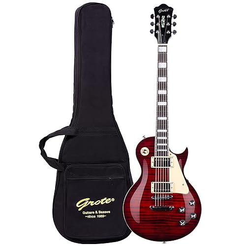 Grote Electric Guitar Solid Body LPYS-006 Maple Neck, Stainless Steel Frets, Ideal for All Levels, with Gigbag(Red)