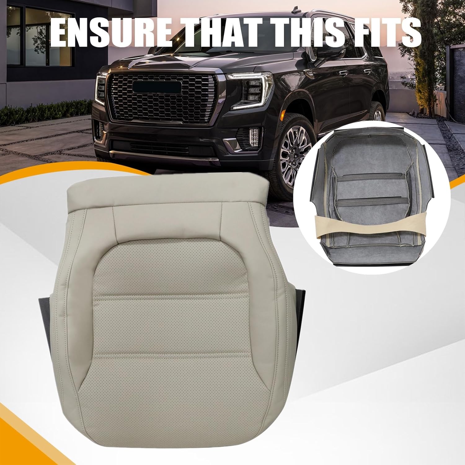 NLQR Front Driver Side Bottom Replacement Seat Cover Tan Perforated Microfiber Leather Compatible with Volkswagen Jetta 2011-2017