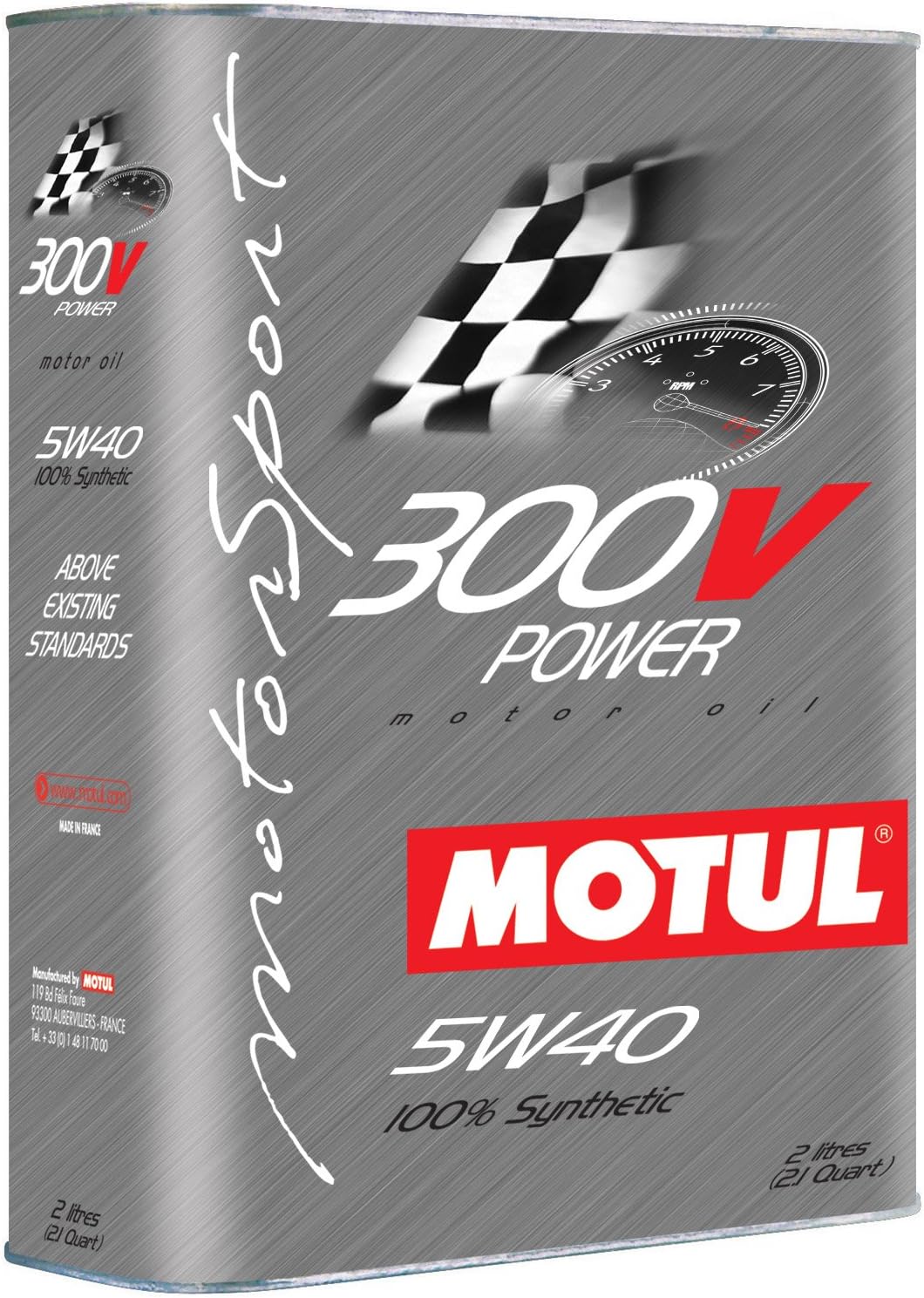 Motul 3601M8 Power 5W-40 300V Racing 100 Percent Synthetic Double Ester Technology Lubricant for Racing Cars - 2 Liter