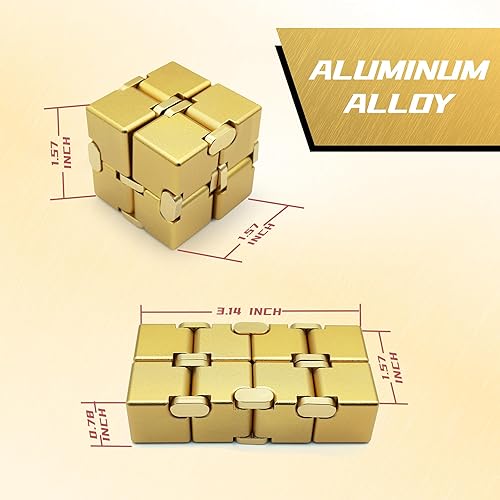Miniatura 2 de Cubo infinito dorado, juguetes para ansiedad con TDAH para adultos, niños y adolescentes, alivio del estrés, enfoque y creatividad