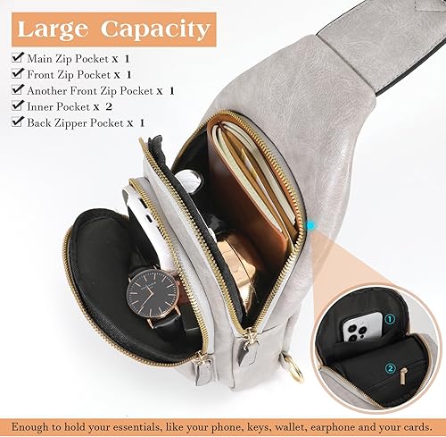 Miniatura 5 de SUOSDEY Sling Bags for Women Crossbody Leather Sling Backpack Chest Bag Shoulder Bags for Casual Traveling Hiking Cycling