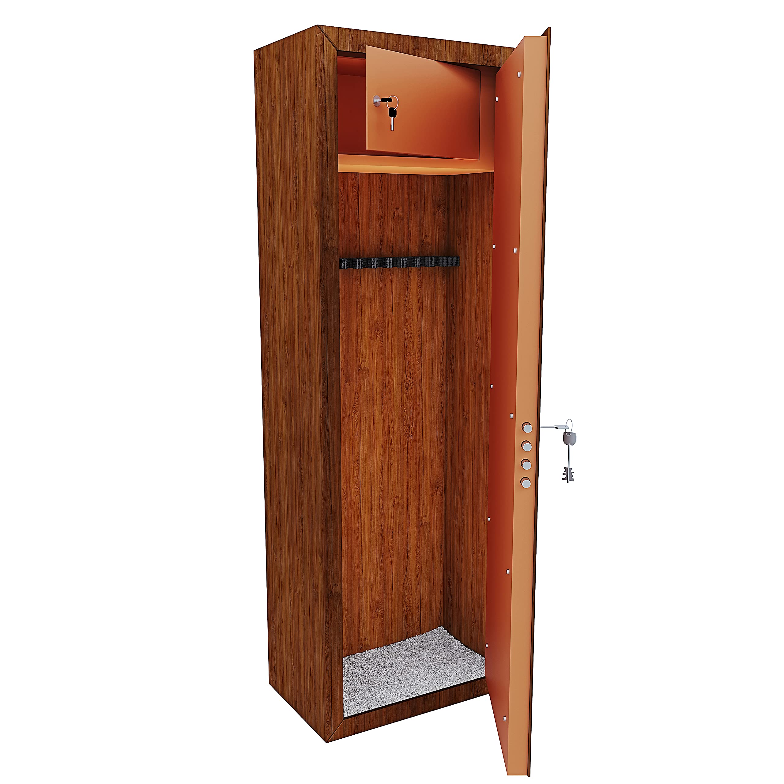 Armoire à Pistolet En Bois – Serrure RFID, Murale, Pour 6 Armes (neuve, Gravé)
