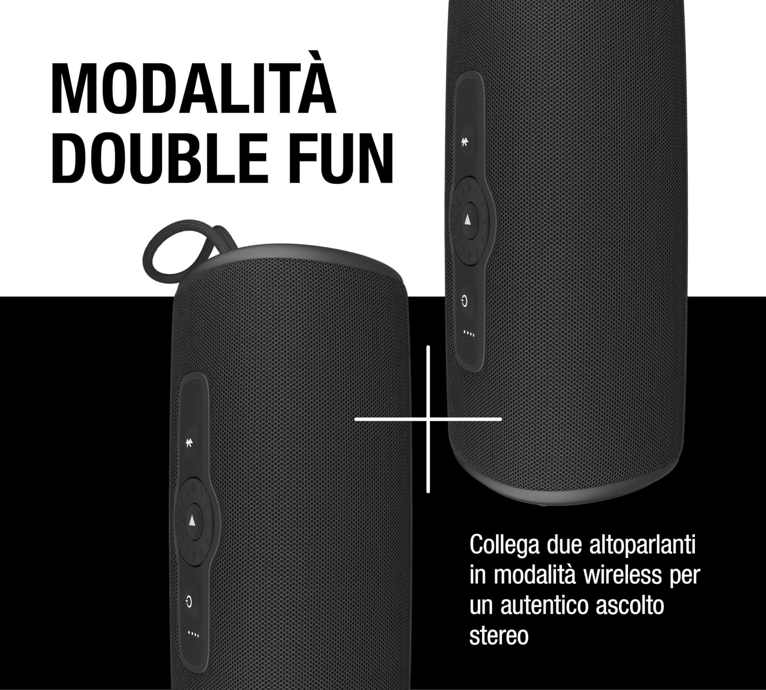 Fresh 'n Rebel Bold M2 Cassa bluetooth portatile con 24 ore di autonomia, speaker bluetooth impermeabile (IP67), modalità party, Ghiera di controllo del volume, bassi profondi, volume potente (Nera)