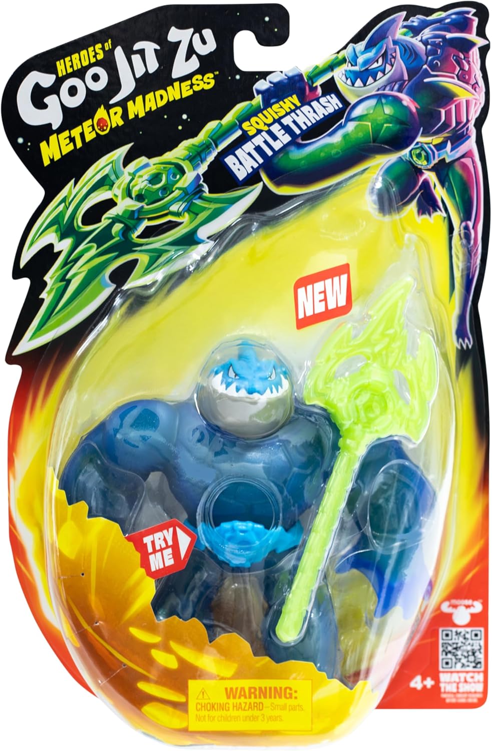 Heroes of Goo Jit Zu Meteor Madness, Stretchy Battle Thrash Collectible Action Figure, with Unique Squishy Goo Filling & Power Trident, Tactile Sensory Toy That Stretches Up to 3X Its Size