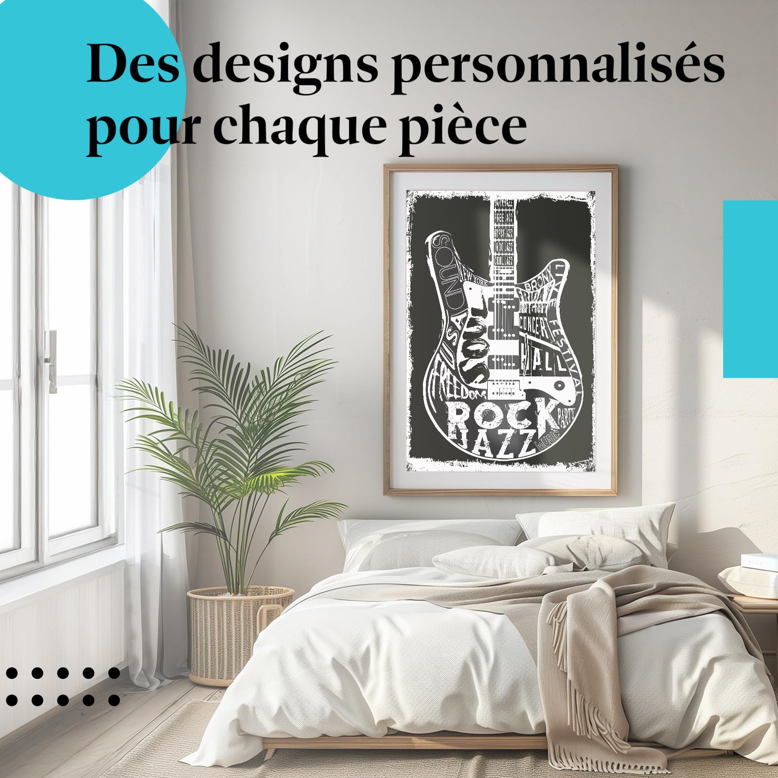 Postereck - 2116 - Impression Guitare Musique Rock Jazz New York – Art Mural, Urban, Rétro, Instrument, Fête - toile - 100,0 cm x 75,0 cm