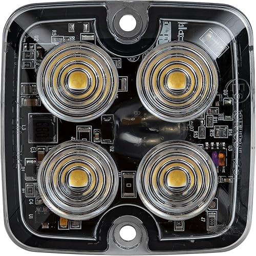 Miniatura 2 de Buyers Products 8892141 Class One - Luz estroboscópica LED cuadrada transparente de perfil bajo, 4 LED brillantes, 18 patrones de flash, IPX7