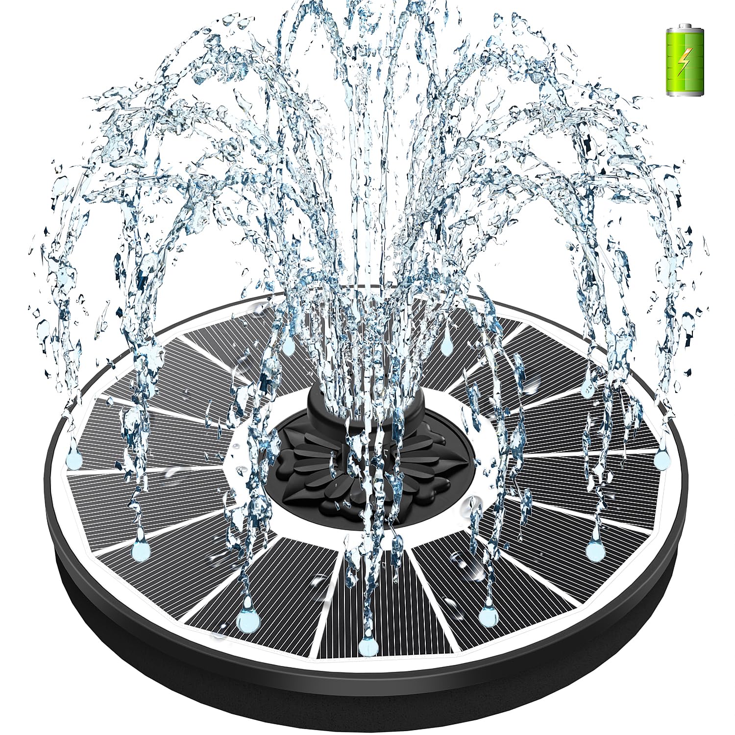 SZMP 2026 Fontana Solare Pompa,3.5W Fontana da Giardino Solare Galleggiante Pannello Built-in 2000mAh Batteria con 8 Ugelli Ideale per Piccolo Stagno Bagno Uccello Pesce Decorazione del Giardino