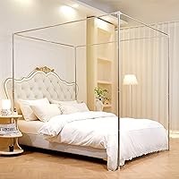 Vista 10 de Dosel de cama tamaño king de Mosqutent con postes de acero inoxidable y soporte decorativo para dormitorio
