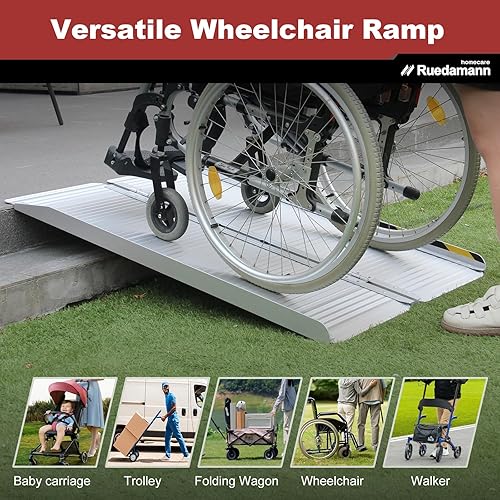 Miniatura 9 de Ruedamann Rampa de umbral de 47.6 pulgadas de largo x 28.1 pulgadas de ancho, rampas para sillas de ruedas de 4 pies, altura de 8 pulgadas,