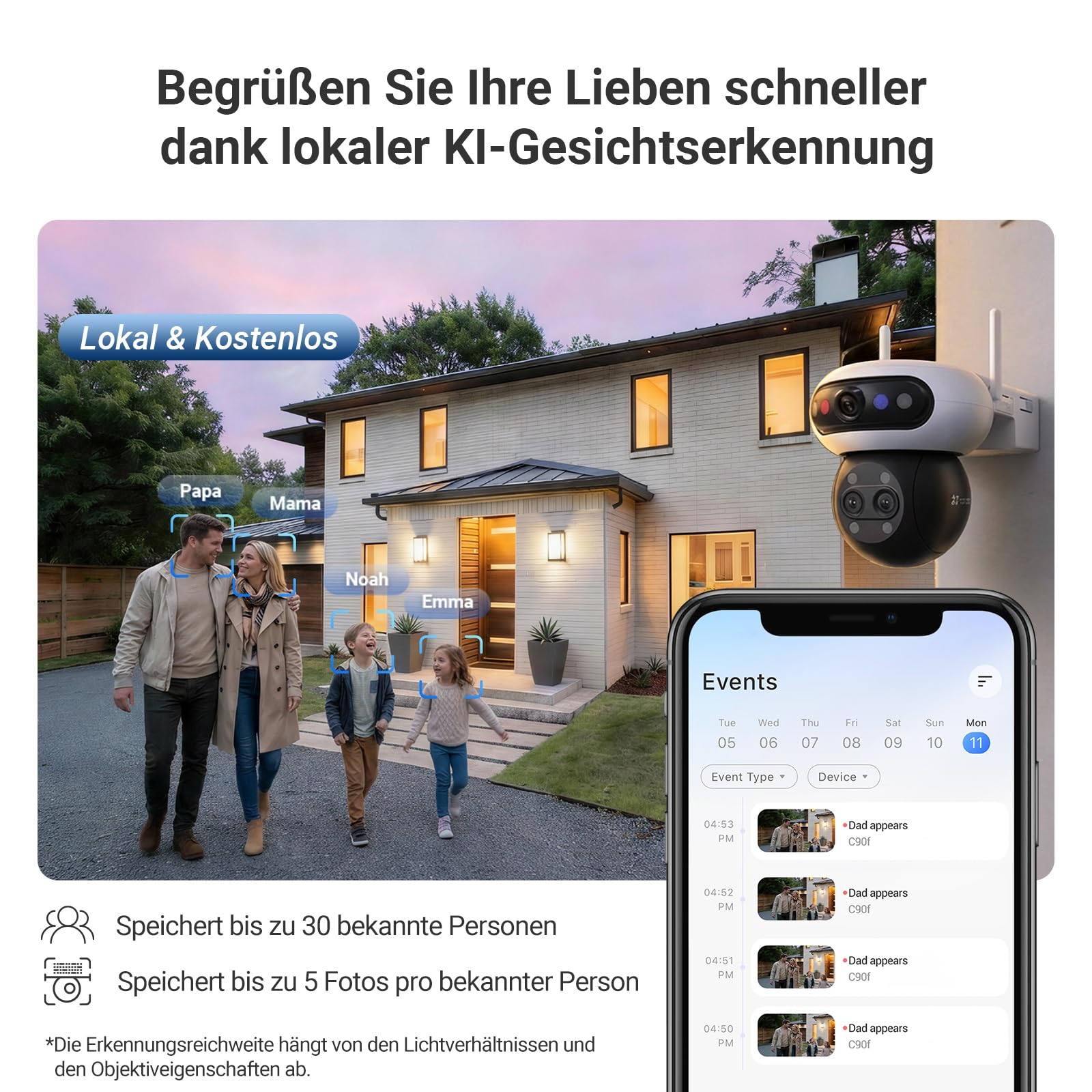 EZVIZ 4K Video Türsprechanlage HP7 Pro und Kamera Aussen C90f mit dreifachem 3K-Objektiv