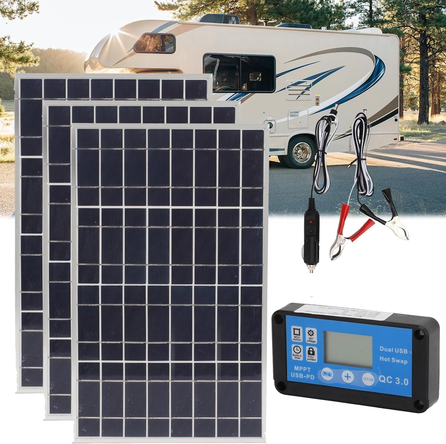 Kit panneau solaire 12v 24v à taux de conversion élevé avec régulateur 40a