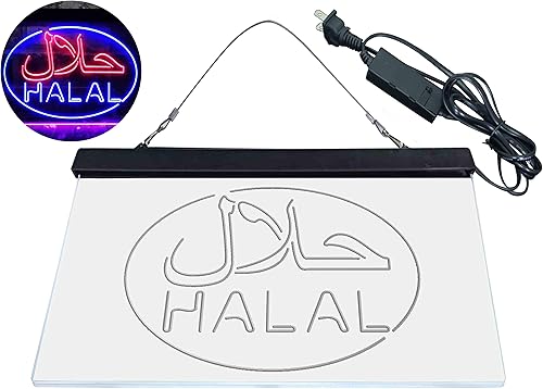 Miniatura 9 de ADVPRO Halal Food Restaurante árabe Señal de neón LED de doble color azul y rojo 16 x 12 pulgadas st6s43-i3746-br