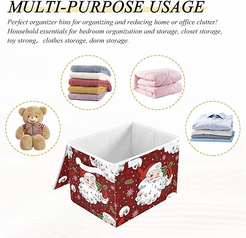 Miniatura 7 de xigua Contenedores de almacenamiento de Papá Noel de Navidad con tapas y asa de transporte, cajas de almacenamiento plegables, contenedores