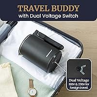 Vista 2 de Elite Gourmet - Hervidor eléctrico de doble voltaje 120-230V, viaje con aislamiento de doble pared de tacto frío, 0.6L, hervidor eléctrico de acero