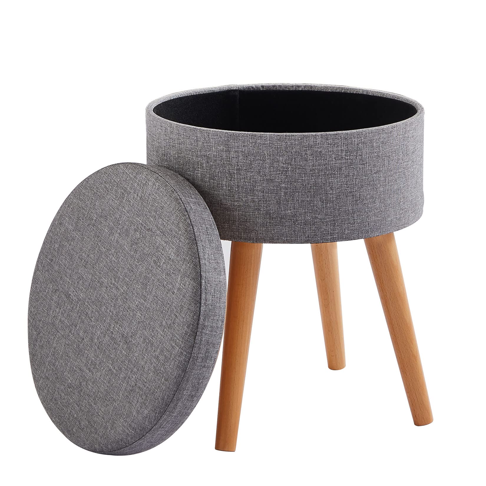 Zedelmaier Runder Sitzhocker Schminktisch Hocker Ottoman Gepolsterter Hocker Abnehmbarer Bezug Metallstütze…