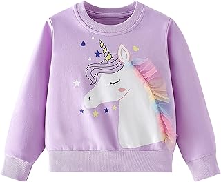 Pilipulu Sweatshirt Girls Pullover Kids Girls Cotton Long Sleeve Shirt Unicorn Bunny Warm Tops 2-8 Years Size 92 98 104 110 116 122 128