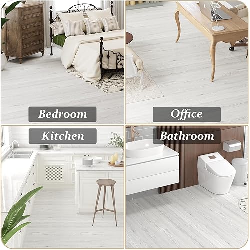 Miniatura 7 de WIFEA Rollo de vinilo autoadhesivo de 23.6 x 196 pulgadas32 pies cuadrados, azulejos de vinilo de grano de madera, resistentes al desgaste e