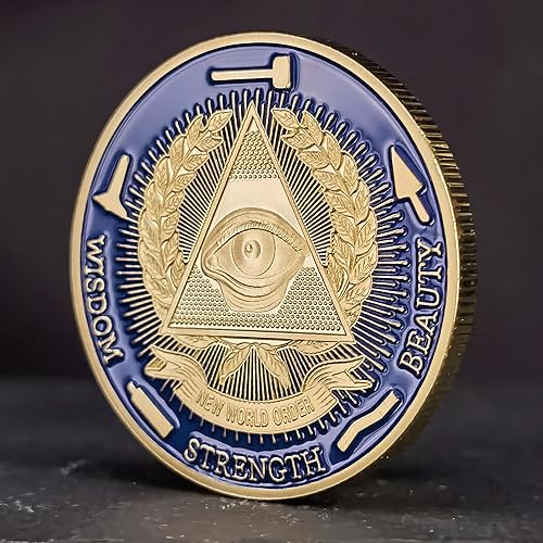 Miniatura 4 de Moneda masónica chapada en oro Freemason Challenge Coin con estuche transparente