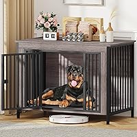 Vista 10 de EasyCom - Mueble jaula para 1 o 2 perros, individual o doble, resistente jaula para interiores, base para televisión, mediano, 63 pulgadas de largo