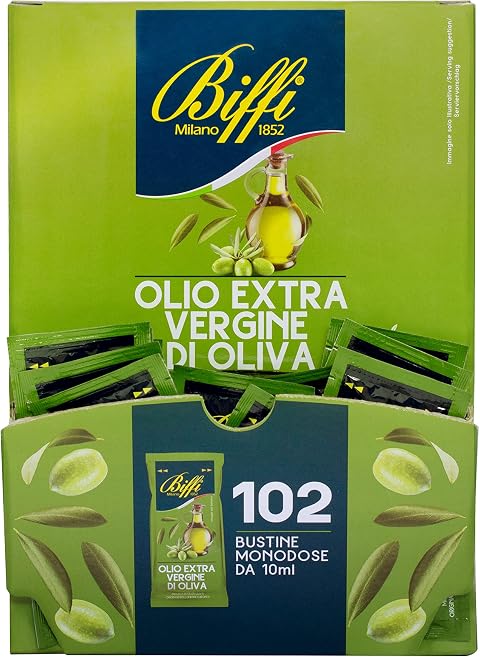 Biffi Olio Extra Vergine di Oliva Monodose, 102 Bustine Monoporzione da 10ml