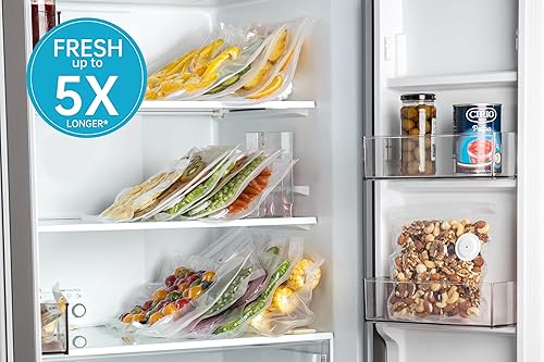 Miniatura 7 de Bolsas selladoras al vacío para alimentos, 12 bolsas reutilizables Sous Vide sin BPA, bolsa con cremallera al vacío con válvula de aire universal,