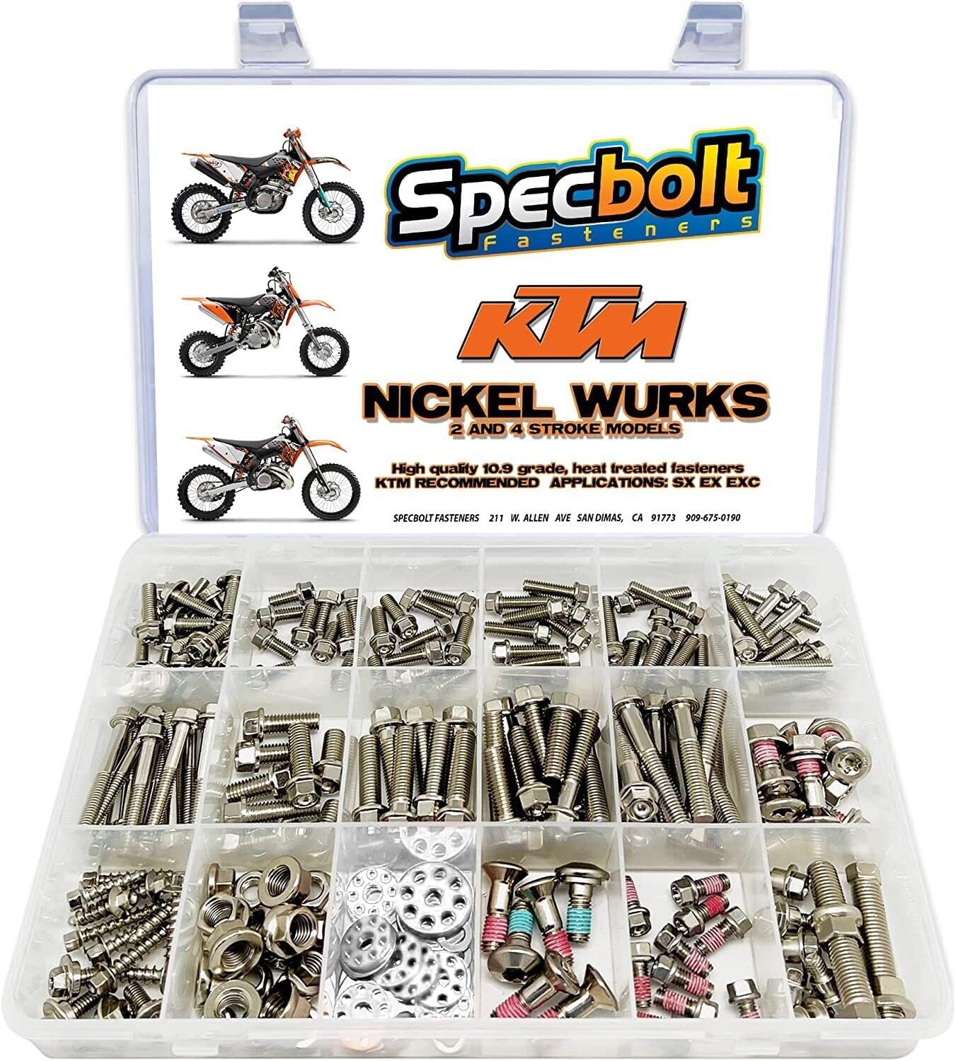 Specbolt Fasteners Nickel Wurks Bolt Kit for KTM and Other Euro Motorcycles and Off-Road Dirt Bikes