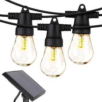 Brightech Bundled: 75Ft, 25 Bulbs Ambience Pro Solar Powered Outdoor String Lights, Commercial Grade Waterproof Patio Lights, 25 Edison Bulbs, Shatterproof LED Solar Christmas String Lights - 1W