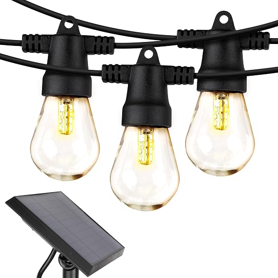 Brightech Bundled: 75Ft, 25 Bulbs Ambience Pro Solar Powered Outdoor String Lights, Commercial Grade Waterproof Patio Lights, 25 Edison Bulbs, Shatterproof LED Solar Christmas String Lights - 1W