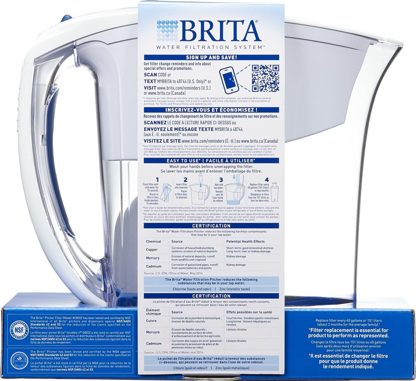 Brita Atlantis Water Filter Pitcher, White, 6 Cup