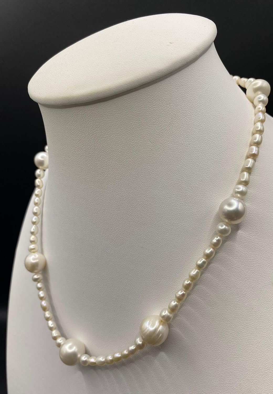Freshwater Pearl Necklace for Women 20 Inch | Handcrafted Natural White Pearl Strand with 925 Sterling Silver Clasp | Elegant Real Pearl Jewelry| 40g