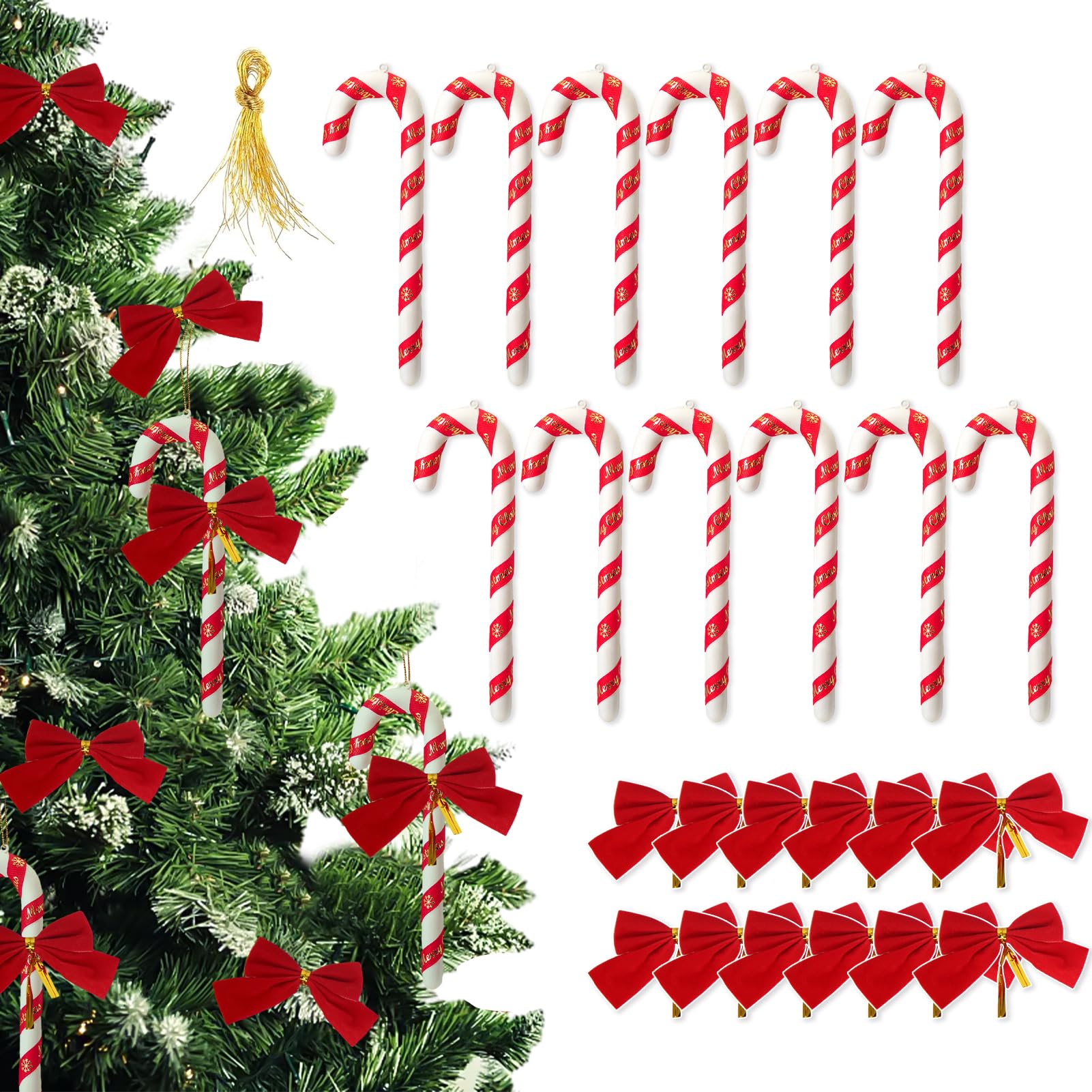 JIASHA Pack of 36 Christmas Tree Decorations Candy Canes Christmas Tree Decoration Pendants, Candy Cane Christmas Decorations, Candy Canes Hanging Christmas Tree Decoration, for Christmas Decoration